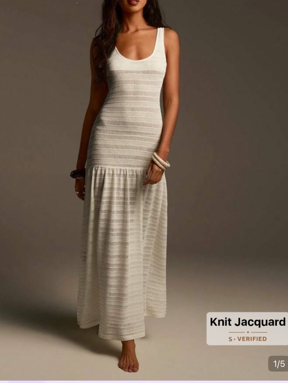SHEIN Cream Sleeveless Knit Maxi Dress